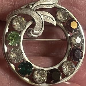 Sterling Vandell Multi-Color Gemstone Brooch
